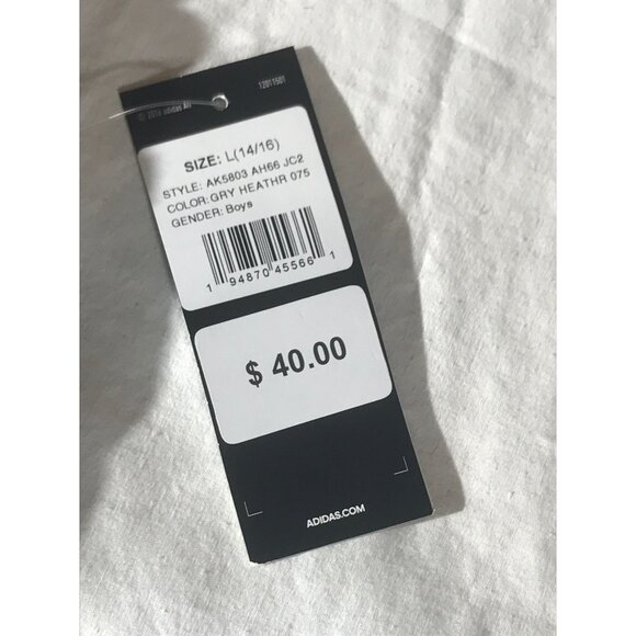 Adidas NWT Boys Heather Gray With Black Stripes 2 Pocket Athletic Jogger Pants - Picture 9 of 9